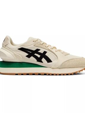 Onitsuka Tiger by Asics Cream and Black Sneaker with Green Midsole